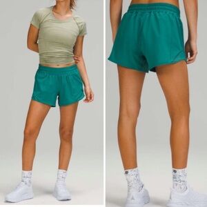 NWOT lululemon hotty hot low rise shorts teal lagoon Sz 4 tall